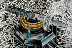 Nature morte Couteau et bijoux