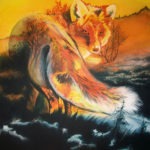 Peinture Claire Laurent Renard dans le crépuscule.