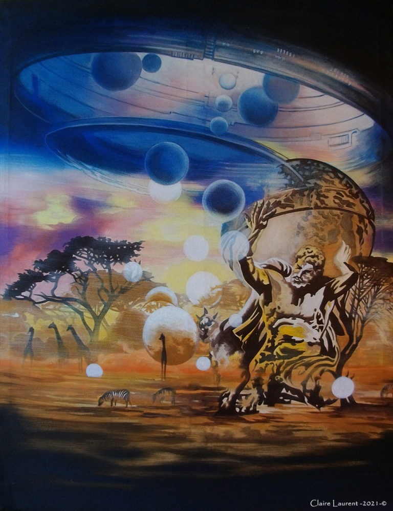 Peinture Claire Laurent Atlas - " Voyage au Pays de l'Art"